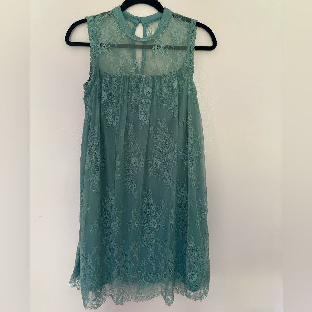 Floral greenish blue dress